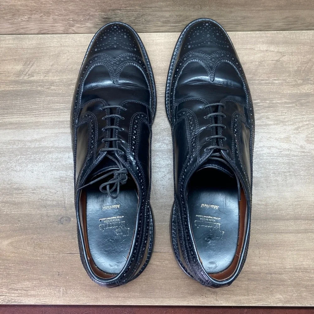 Allen Edmonds MacNeil Black Leather Wingtip‎ Brogue Derby Shoes Mens 12 D Calf